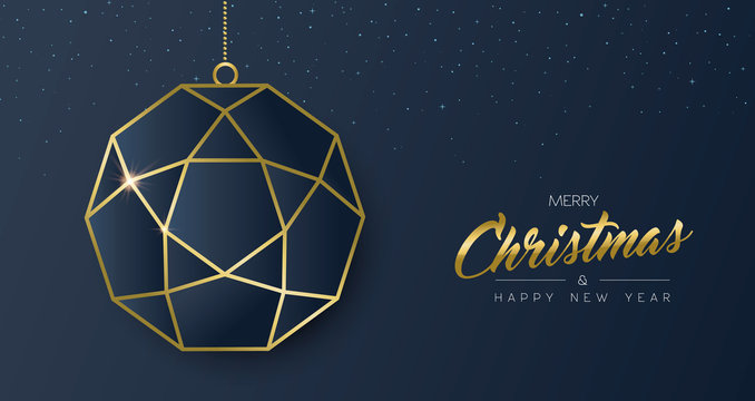 Christmas and New Year gold luxury ornament card