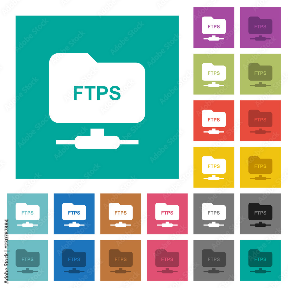Poster ftp over ssl square flat multi colored icons