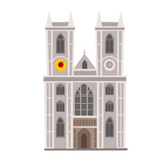 Westminster Abbey vector Illustration. England landmark, London city symbol cartoon style. Isolated white background