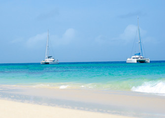 Boats in the caribbean sea, paradise, turquoise water