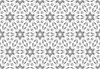Abstract geometric pattern with lines, snowflakes. A seamless vector background. White and black texture. Graphic modern pattern.