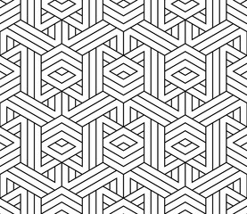 Abstract geometric pattern with stripes, lines. Seamless vector background. White and black ornament. Simple lattice graphic design