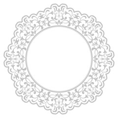 Decorative frame Elegant vector element for design in Eastern style, place for text. Floral grey border. Lace illustration for invitations and greeting cards