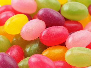 Jelly beans like gummy candy macro.