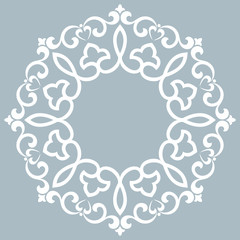 Decorative frame Elegant vector element for design in Eastern style, place for text. Floral blue border. Lace illustration for invitations and greeting cards