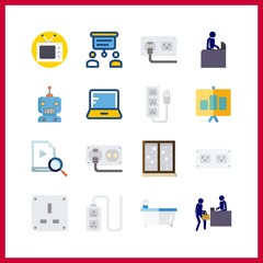 room icons set. office, metal, chair and creative graphic works