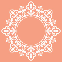 Decorative frame Elegant vector element for design in Eastern style, place for text. Floral pink border. Lace illustration for invitations and greeting cards