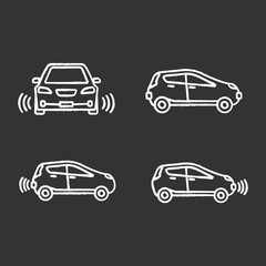 Smart cars chalk icons set