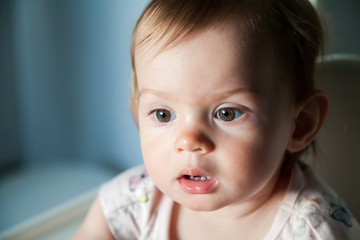 closeup portrait of cute baby girl