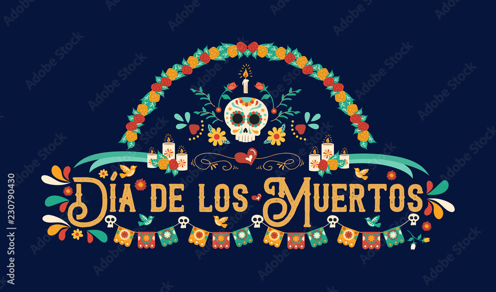 Wall mural day of the dead spanish language greeting card