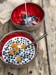 Berries bowl  with milk