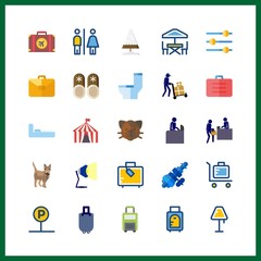 Obraz premium 25 floor icon. Vector illustration floor set. terrace and suitcase icons for floor works
