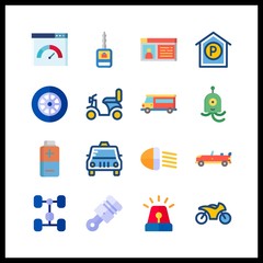 vehicle icons set. kidnap, competition, electrical and circle graphic works
