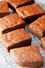 Close-Up Of Slices Of Homemade Chocolate Cake