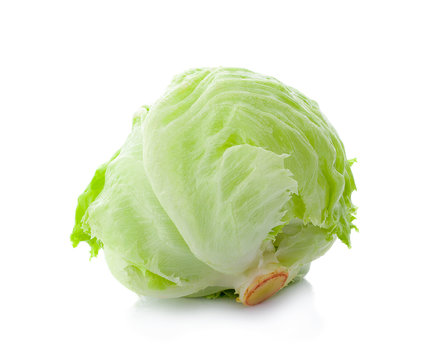 Green Iceberg lettuce on White Background