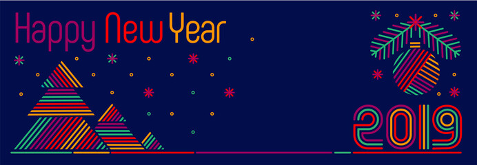 Obraz premium Vector Christmas Tree Stripes happy new year-2019_horizontal long