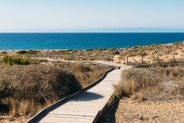 Wooden path at sea