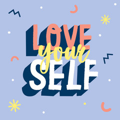 Fototapeta premium Motivational typography poster with cool quote. Isolated on color background. Trendy and cute lettering. Perfect for t shirt design, posters, stickers, banners, cards. Scandinavian style.