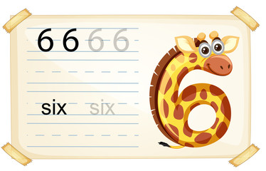 Animal number character worksheet