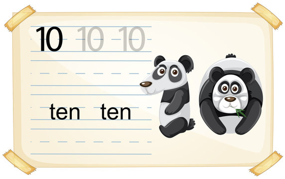 Number ten panda worksheet