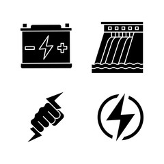 Electric energy glyph icons set
