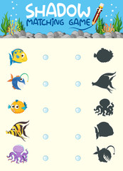 Obraz premium Underwater shadow matching game template