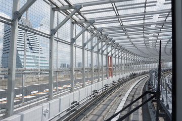 Railway of Yurikamome Train system in Tokyo