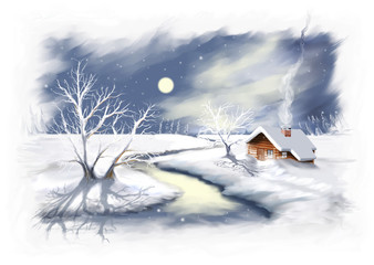 winter calm landscape, 
Christmas snow background