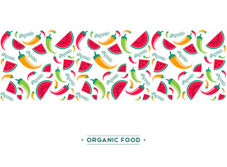Obraz premium Organic food vegetable and fruit pattern background