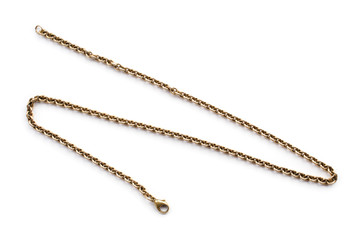 Gold chain isolated on white background.