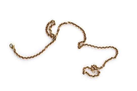 Gold chain isolated on white background.