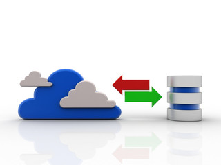 3d rendering Cloud online storage icons with data
