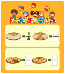 Pizza fractions math worksheet