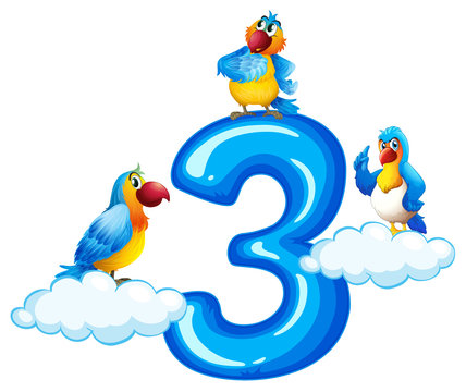 Three parrot on number three