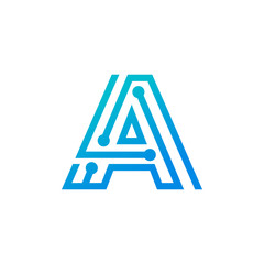 Letter A Logo Icon Design Template. Technology Abstract Vector Logotype