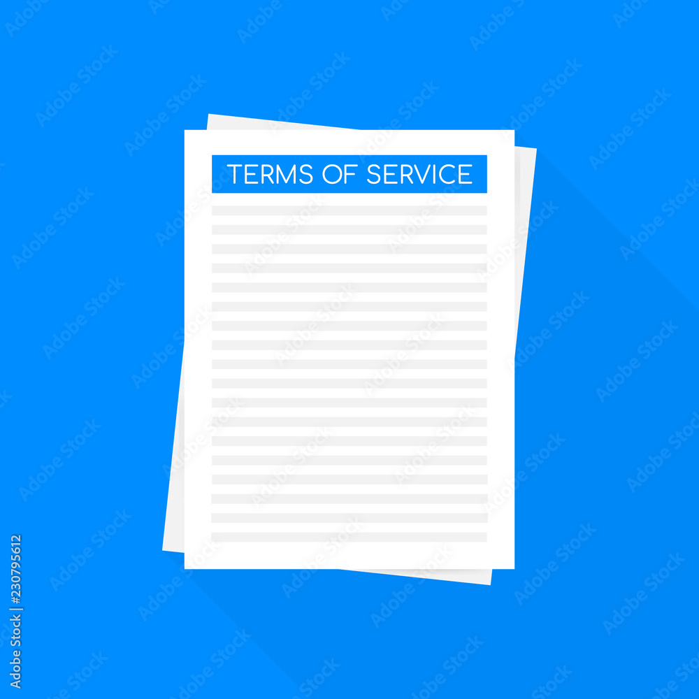 Poster terms of service. document icon. top view. terms of use, terms and conditions concepts. vector illus