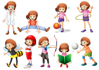 Set of girl activity