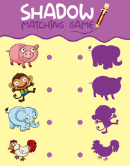 Obraz premium Animal shadow matching game template