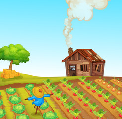 A rural farm landscape