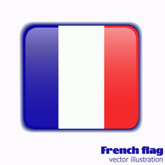 Button with flag of France. Vector.