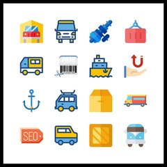 Fototapeta na wymiar shipping icon. container and box vector icons in shipping set. Use this illustration for shipping works.