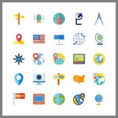 25 map icon. Vector illustration map set. globe and monitor icons for map works