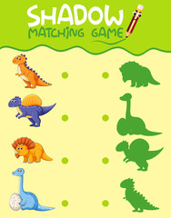 Dinosaur matching shadow game template