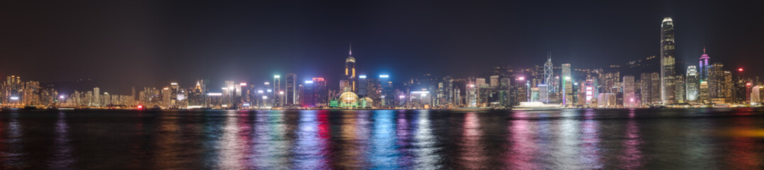 Fototapeta na wymiar Hong Kong skyline at night. Panorama