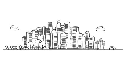 Fototapeta premium Generic City Skyline with various trees