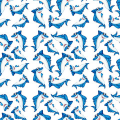 A shark on seamless pattern