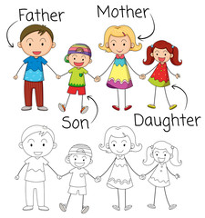 Doodle graphic of family