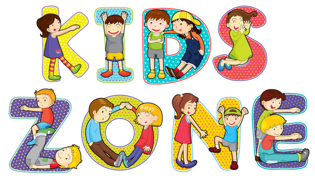 Children on kids zone symbol