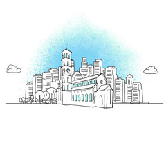 Obraz premium City skyline with Christian church