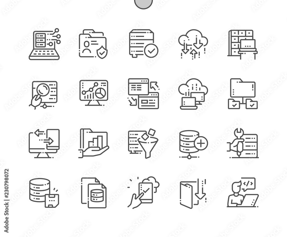 Poster big data well-crafted pixel perfect vector thin line icons 30 2x grid for web graphics and apps. sim